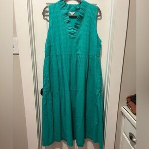 Crown & Ivy Teal/Green Sleeveless Maxi Dress